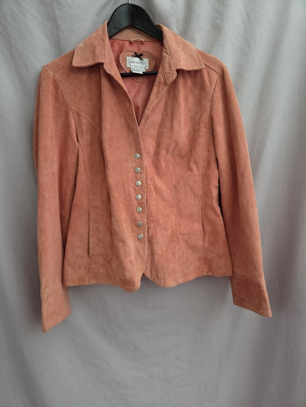Vintage Live A Little Coral Suede Snap-Front Jacket
